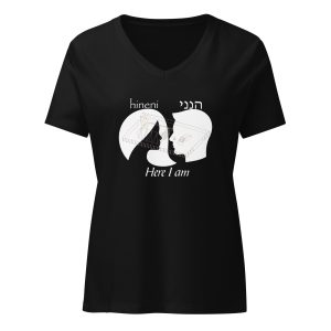 Here I am “Hineni" Women’s relaxed v-neck t-shirt